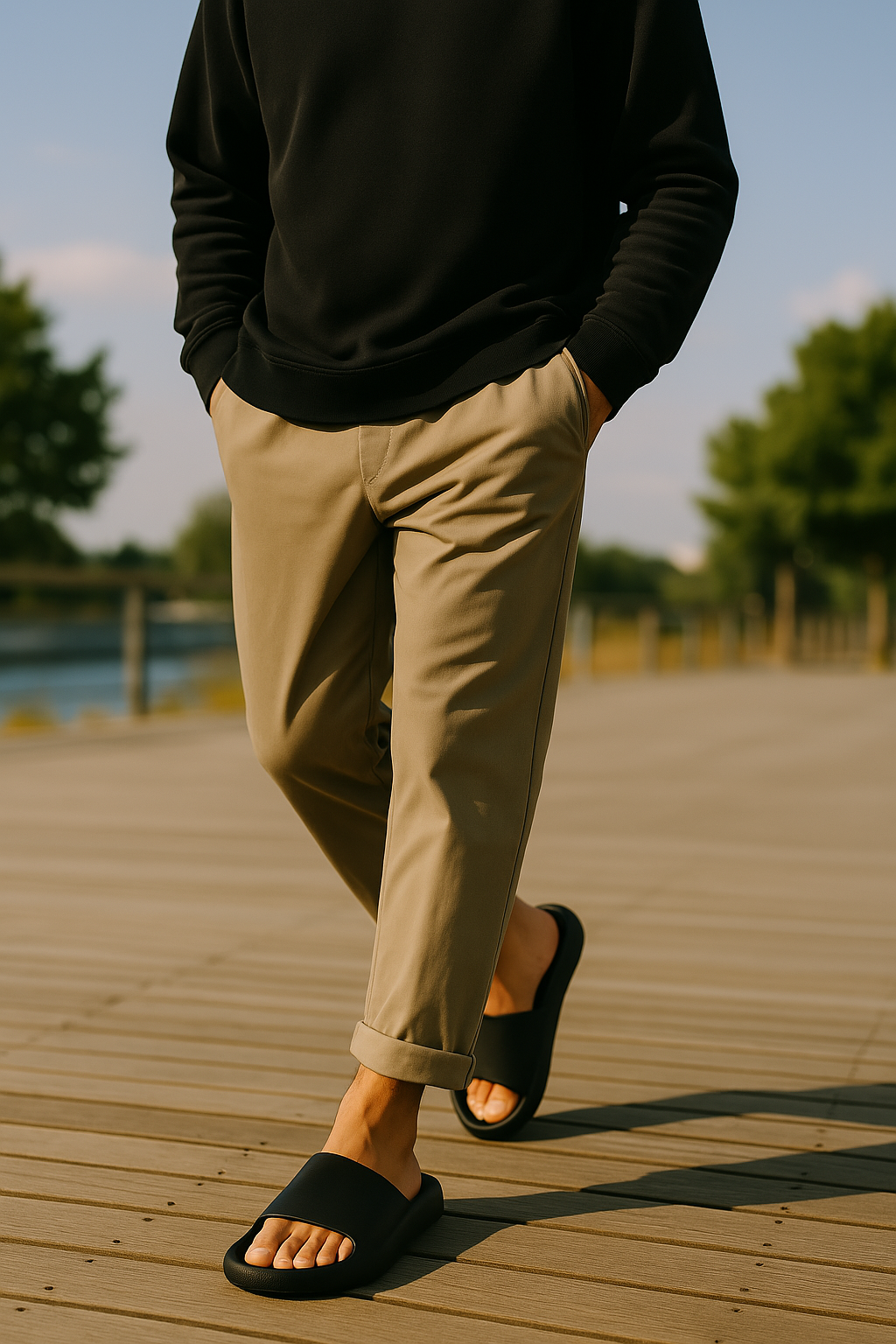 MAKLY Men’s Cushion Slide Sandals – Cloud‑Like Comfort, Lightweight EVA, Indoor/Outdoor Non‑Slip