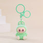 Sitting Labubu Doll Keychain External Implantation Fluff Pvc  Phone Ornaments Bag Charms Car Keychain Christmas Gifts