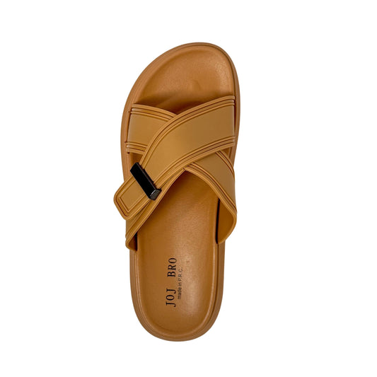 858-1 Men’s Footbed Sandals – Adjustable Double Strap Cork-Style Slides | Soft Arch Support Insole | Slip-Resistant Sole | Casual Walking Sandals for Summer, Travel & Daily Comfort
