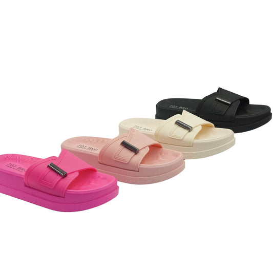 9022-3 Women’s Slide Sandals – Soft Cushioned, Lightweight Slip-On Slides | Non-Slip, Waterproof House Slippers for Shower, Beach, Indoor & Casual Outdoor Wear
