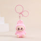 Sitting Labubu Doll Keychain External Implantation Fluff Pvc  Phone Ornaments Bag Charms Car Keychain Christmas Gifts