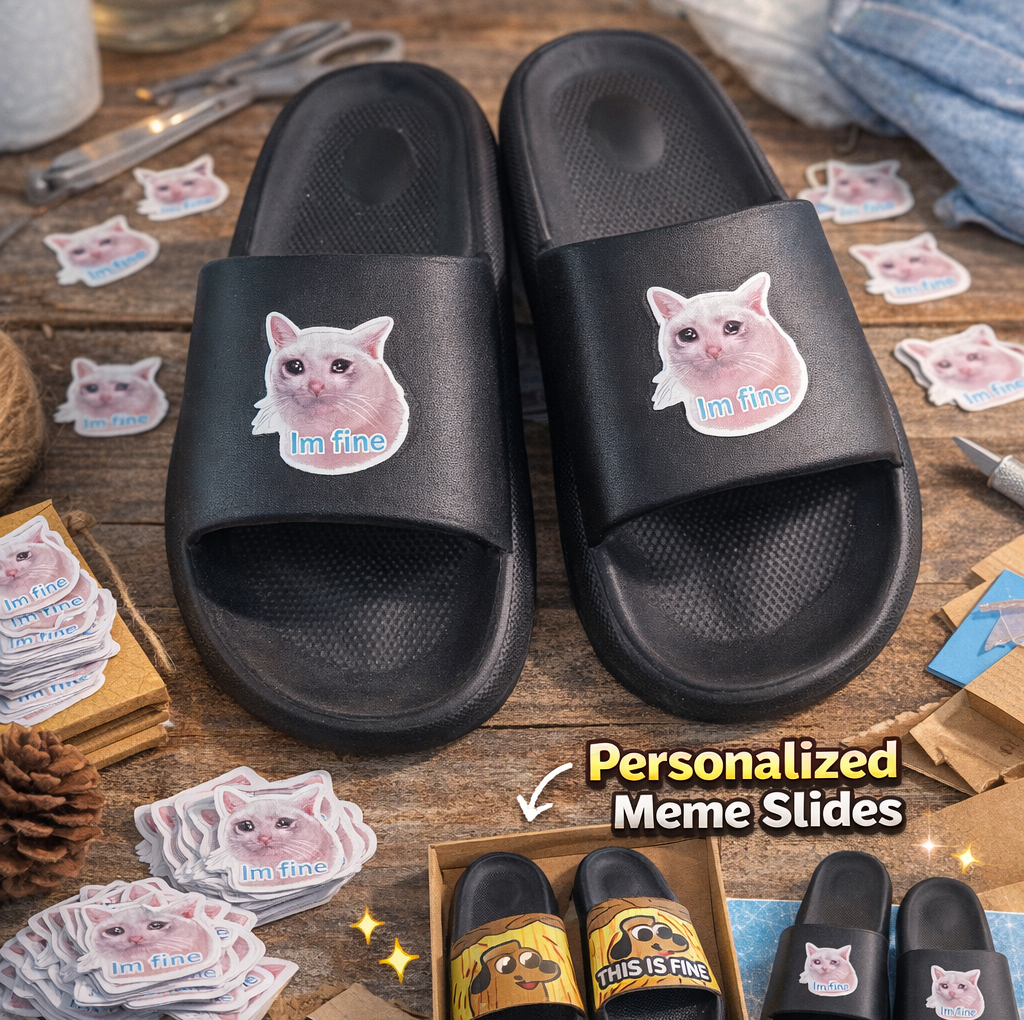 Makly Meme Slide Cat Slippers Gift