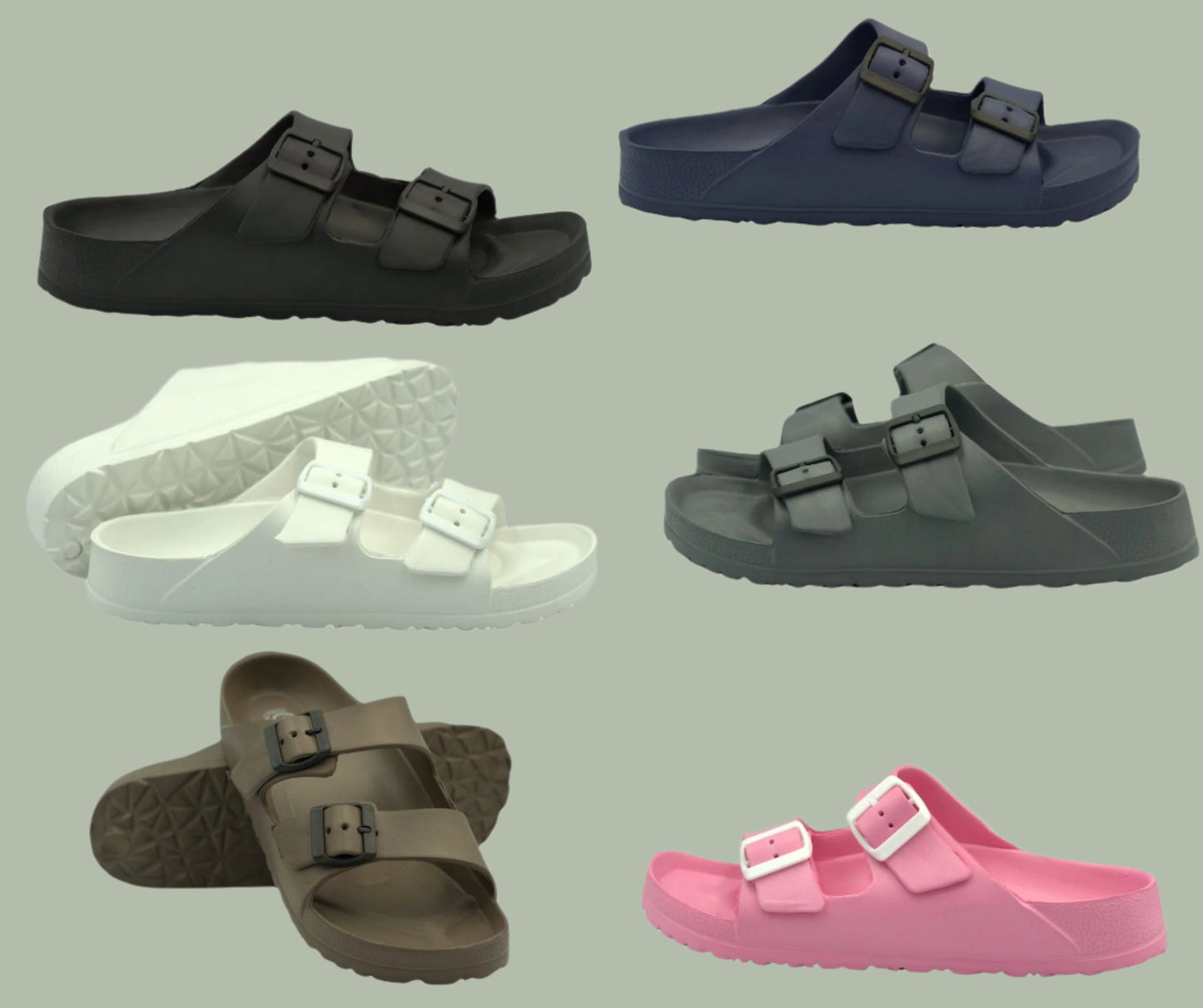 WOMEN'S Sandals, Arch Support Slides with Adjustable Buckle Straps