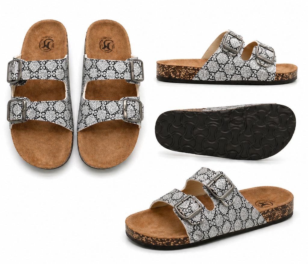 case of 30 pairs 2 of each size and color  women's Footbed Sandals – Comfortable Slip-On Slides with Arch Support