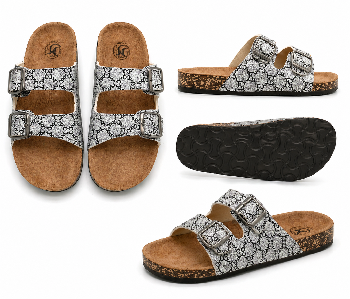 case of 30 pairs 2 of each size and color  women's Footbed Sandals – Comfortable Slip-On Slides with Arch Support