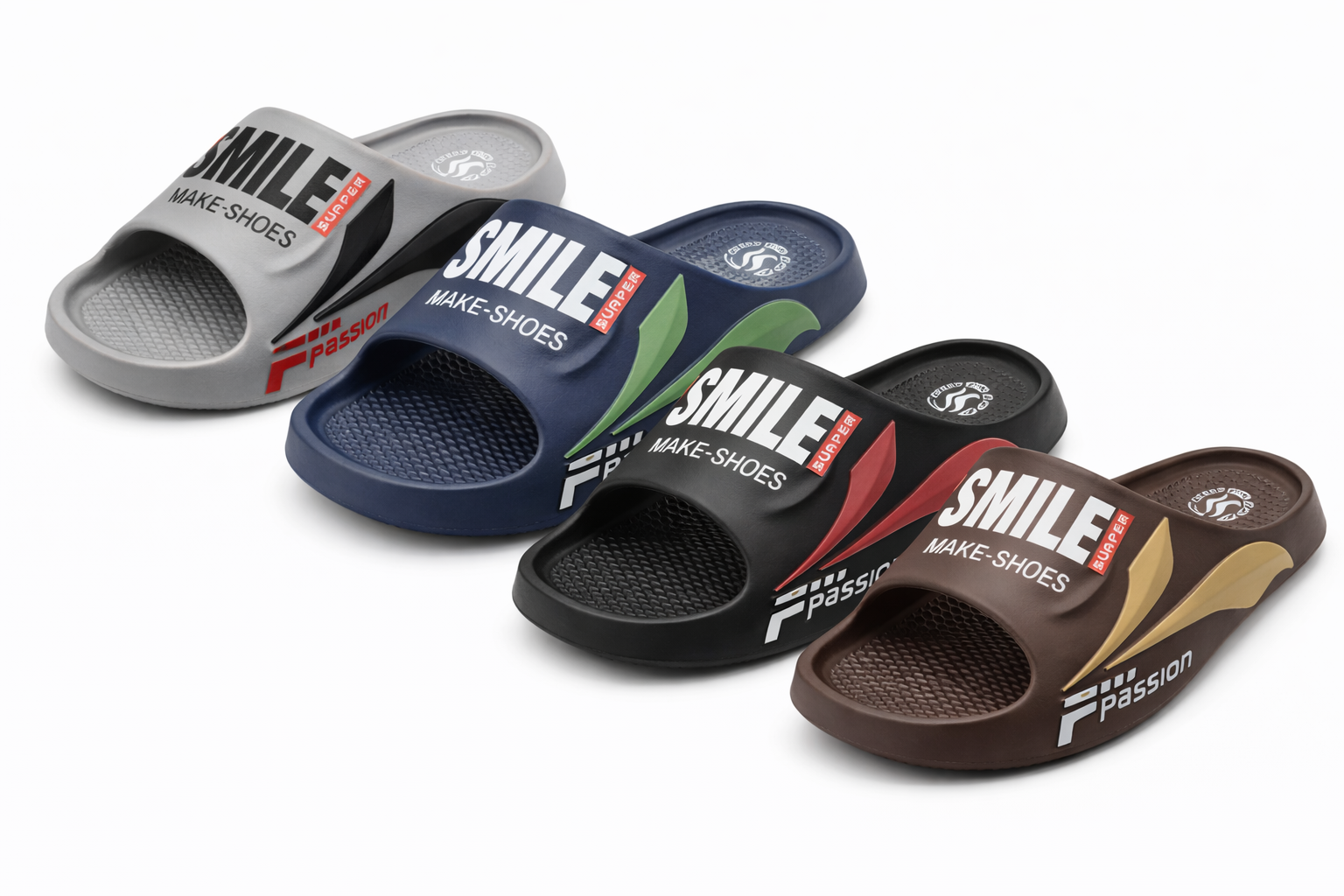 EVA SLIDES PACK OF 30 PAIRS 4 COLORS AND 5 SIZES MIX