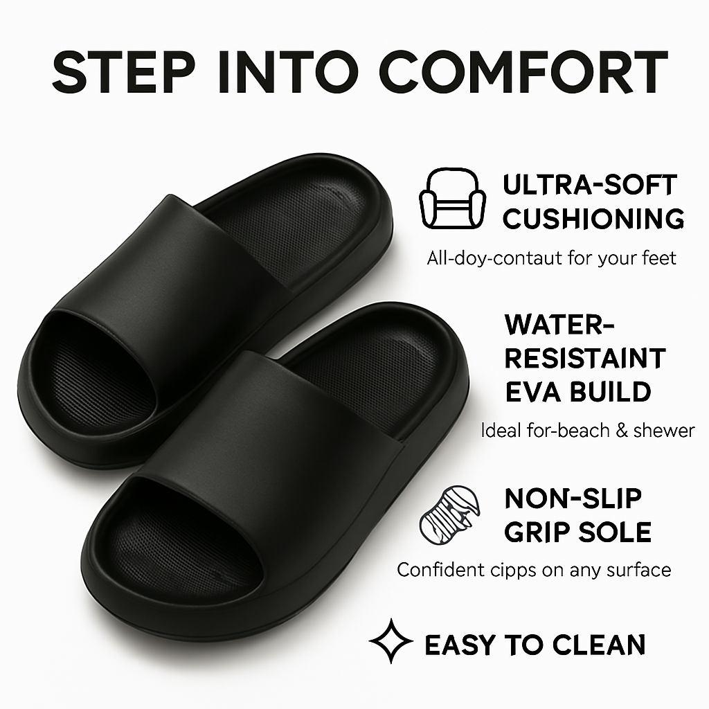 MAKLY Men’s Cushion Slide Sandals – Cloud