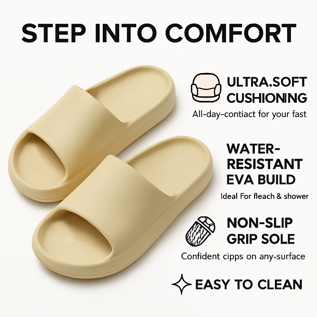 MAKLY Men’s Cushion Slide Sandals – Cloud