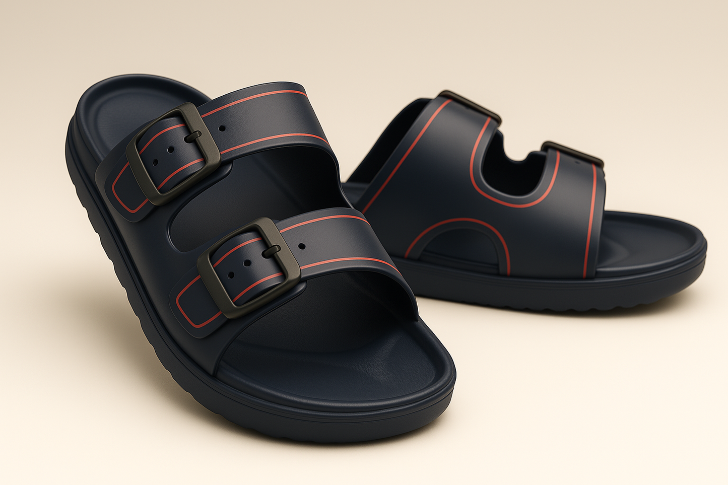 Men’s Footbed Slide Sandals – Arch Support, Cushioned Comfort, Lightweight & Non‑Slip for Indoor/Outdoor Wear