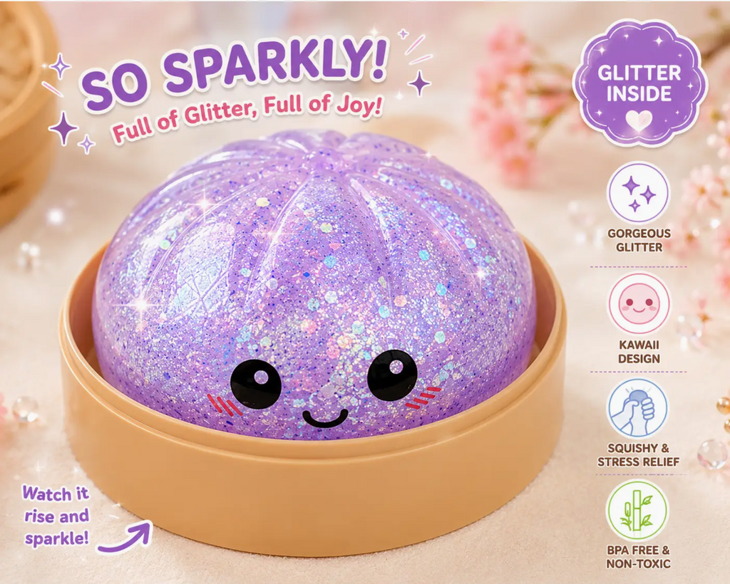 Glitter Squishy dumpling toy 12 Per Box