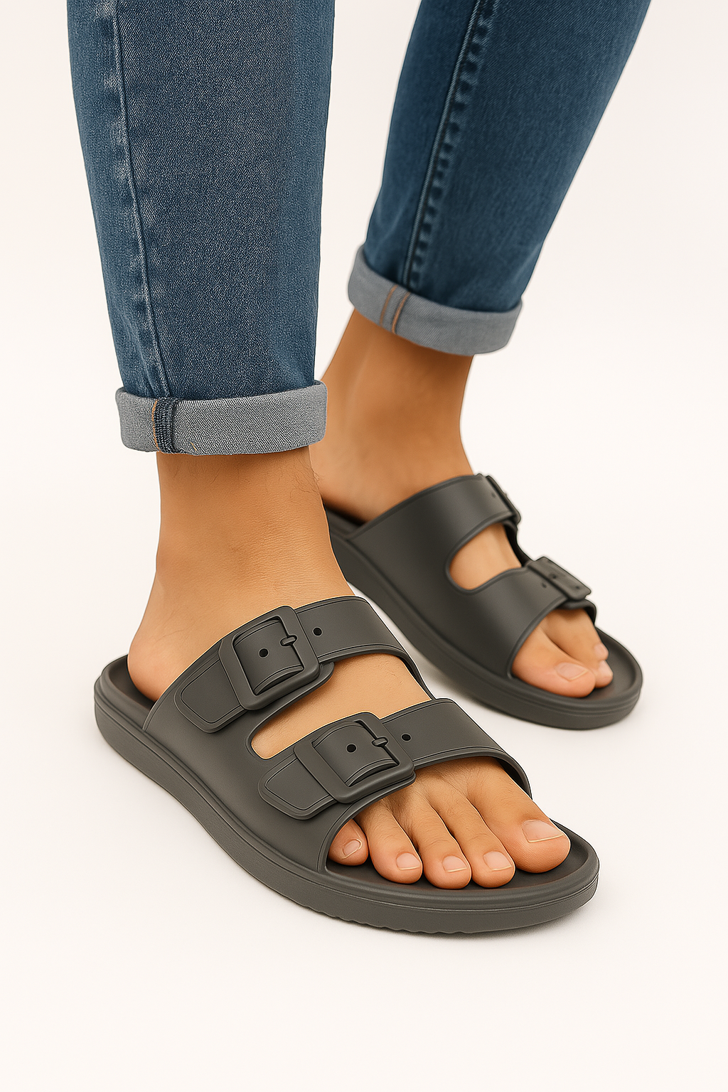 Men’s Footbed Slide Sandals – Arch Support, Cushioned Comfort, Lightweight & Non‑Slip for Indoor/Outdoor Wear