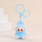 Sitting Labubu Doll Keychain External Implantation Fluff Pvc  Phone Ornaments Bag Charms Car Keychain Christmas Gifts