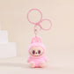 Sitting Labubu Doll Keychain External Implantation Fluff Pvc  Phone Ornaments Bag Charms Car Keychain Christmas Gifts