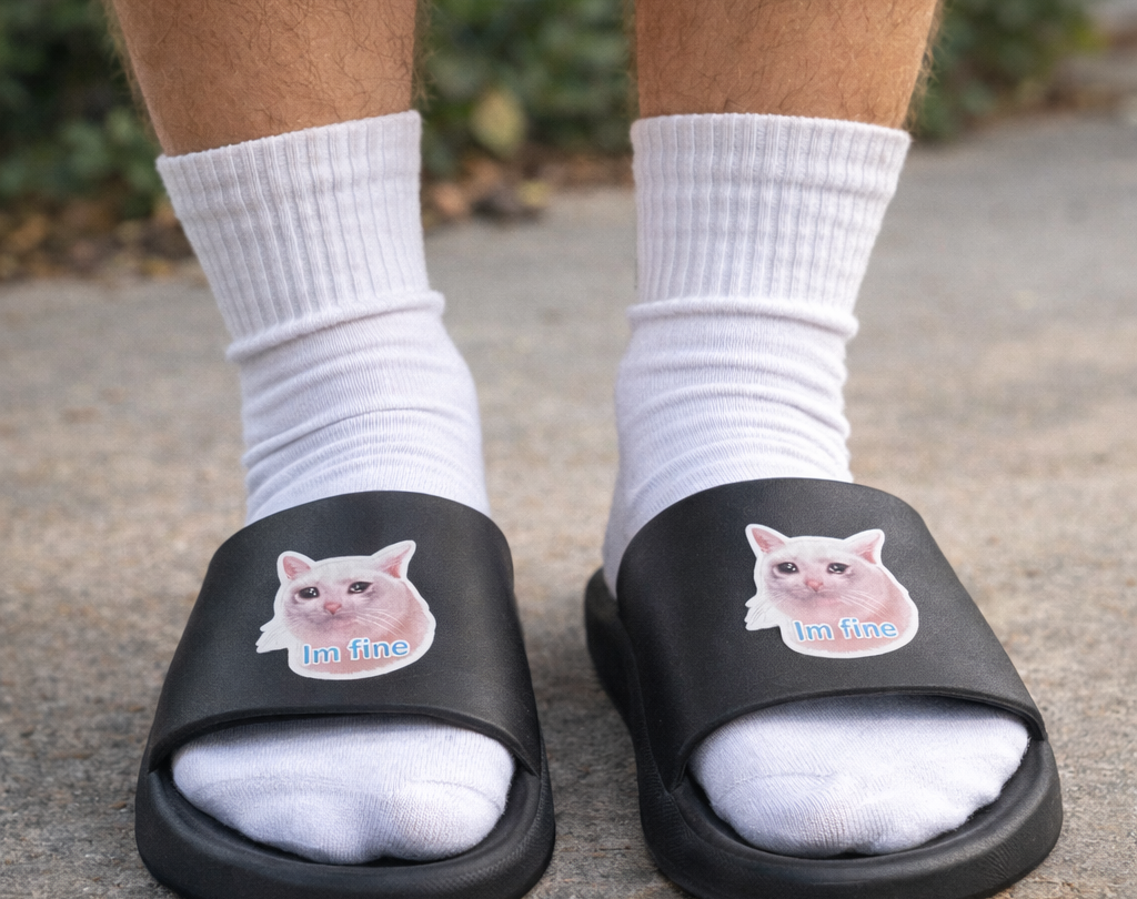 Makly Meme Slide Cat Slippers Gift